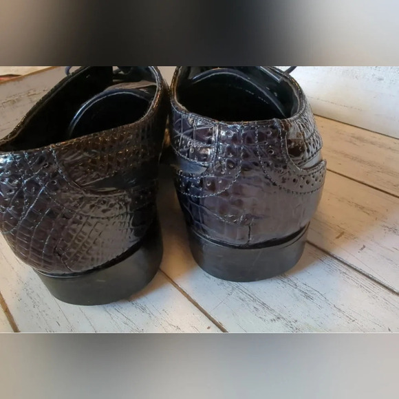 BOLANO Dallas 002 Navy Mens 9 Oxford Shoes Crock And Eel Print - Picture 7 of 10